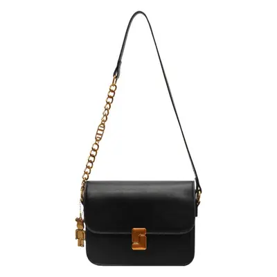 Black Crossbody Bag with Gold Chain & Clasp