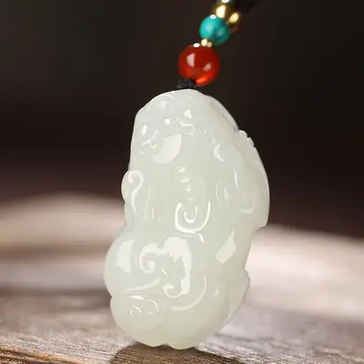 White Jade Pixiu Pendant for Women Fortune Necklace