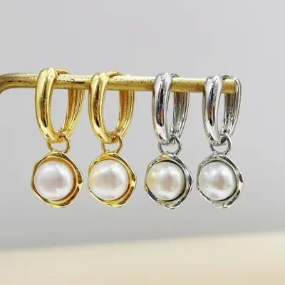 18K Gold Plated Pearl Earrings Set of 3