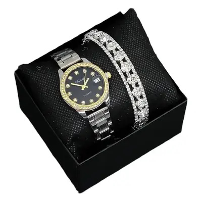 Women's Luxury Bracelet Watch Set with Diamond Bracelet