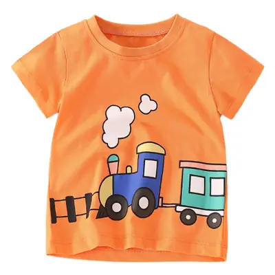 Orange Printed T-Shirt for Boys Summer Casual Wear