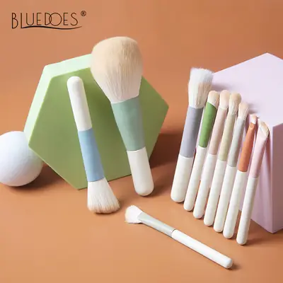 10-Piece Makeup Brush Set with Soft Beads & Colorful Handles