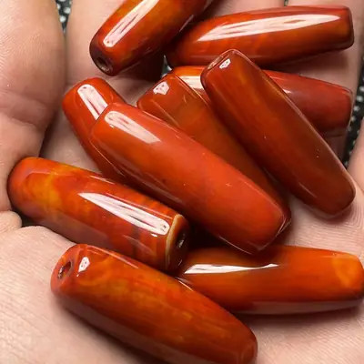Warring States Red Agate Jewelry 15x40mm Handmade