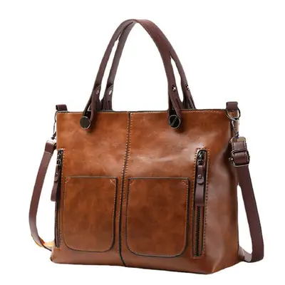Brown Leather Shoulder Bag with Crossbody Strap