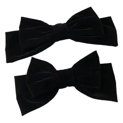 Autumn Winter Black Velvet Bow Hairpin Women