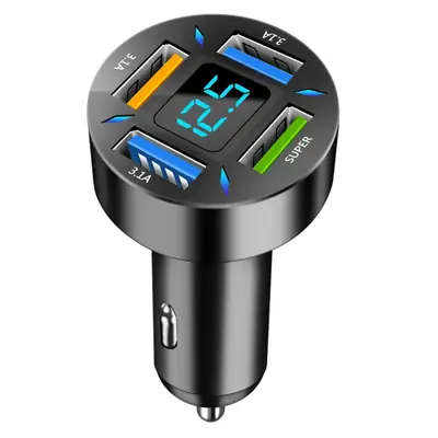 Digital Display 4USB Car Charger 66W Fast Charge