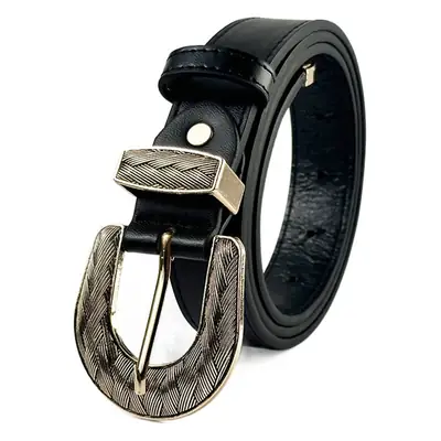 Women's Black Belt with Turtleneck Jeans Set