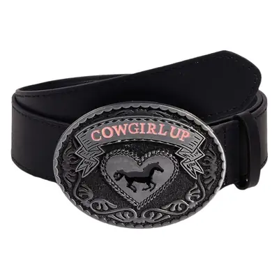 Cowgirl Belt with Heart Emblem Black Snap