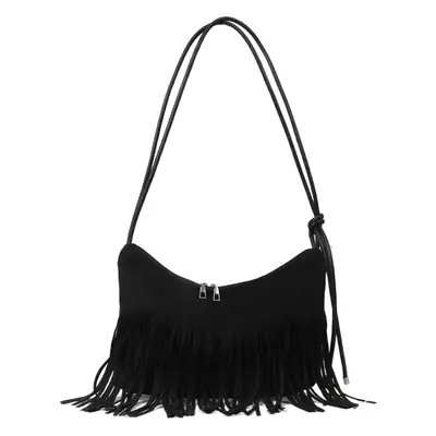 Tassel Crossbody Bag Women Winter Shoulder Bag Brown White
