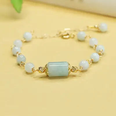 Jade Bracelet with Gold Plated Design