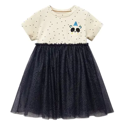 Little Mavens Cartoon Princess Dress Black Tulle Summer