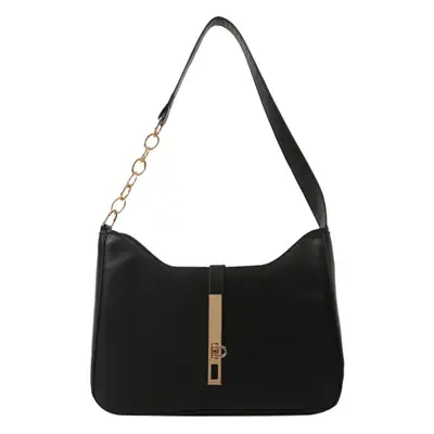 Brown Leather Shoulder Bag with Gold Chain for Women