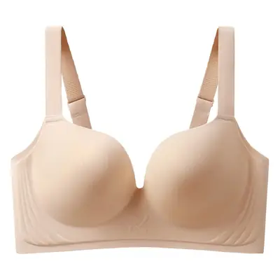 Plus size glossy seamless underwear women's big chest and small breast collection anti-sagging thin push-up adjustable bra bra bra