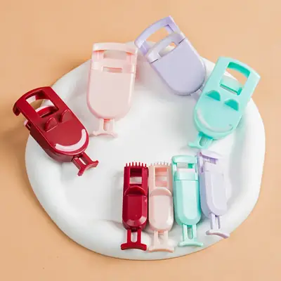 Mini Portable Eyelash Curler Silicone Strip Light Blue