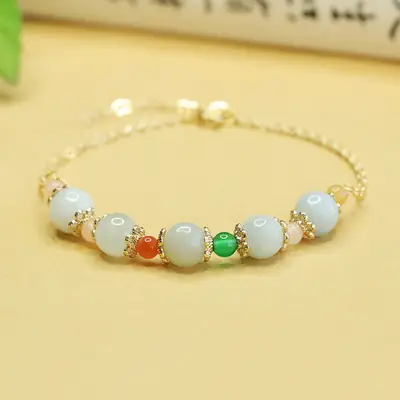 Women's Natural Jade Jade Bracelet with Colorful Stones