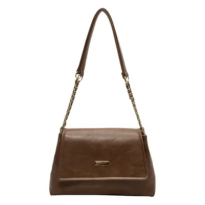 Women's Textured Chain Shoulder Bag Brown 2023