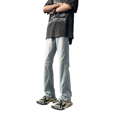 Men's American Retro Straight Jeans Black Casual Pants