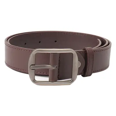 Women's Brown Leather Belt with Silver Buckle