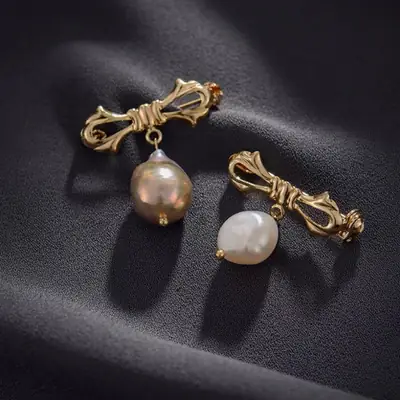 Butterfly Bow Pearl Earrings Gold Plated