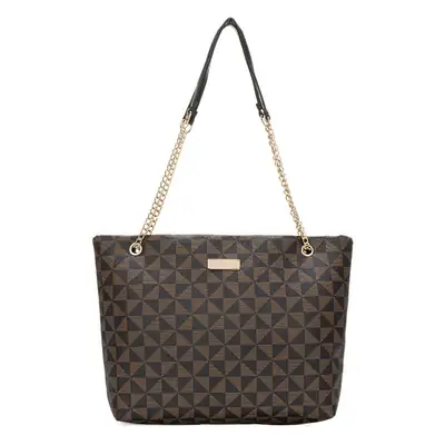 Geometric Print Women's Tote Bag with Chain Shoulder Bag