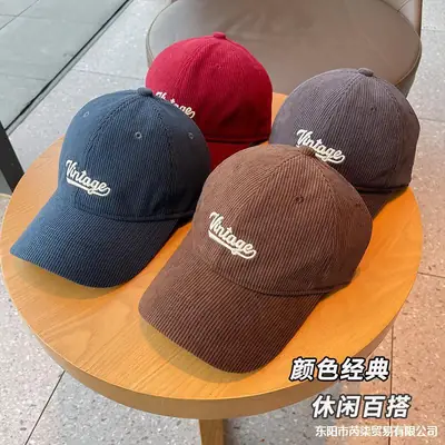 Brown Corduroy Baseball Cap for Women Winter 2023