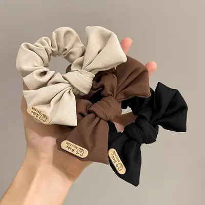 Bear Logo Brown Hair Scrunchie for Women
