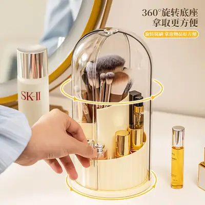 Rotating Makeup Brush Storage with 360° Turn