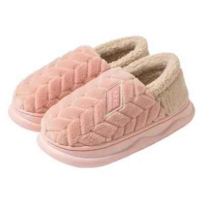 Cotton Fleece Lined Winter Slippers Women Men Warm Non-Slip