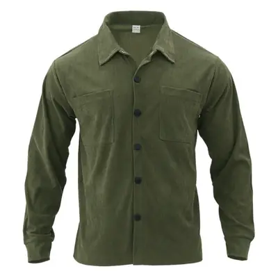 Men's Grey Corduroy Button Shirt Slim Fit