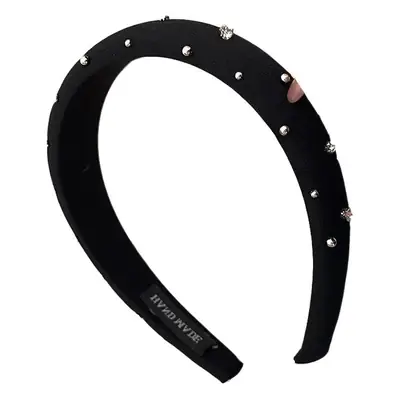 Black Rhinestone Skull Top Headband for Women
