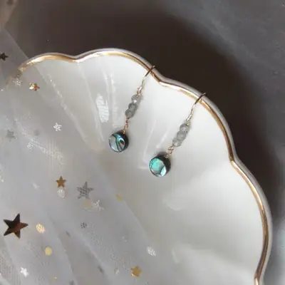 Natural Abalone Moonstone Earrings Women Gold Plated