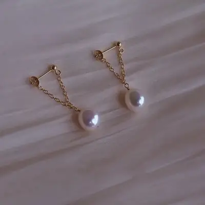 Pearl Earrings Chain 925 Silver Pin Fashion