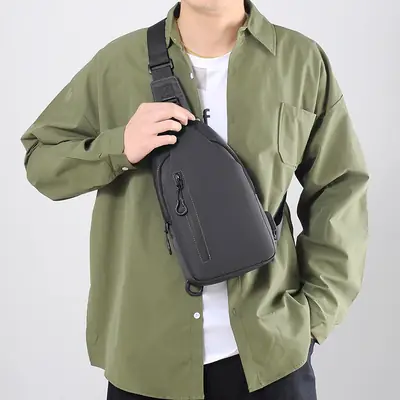 Men's Blue Water-Repellent Crossbody Bag