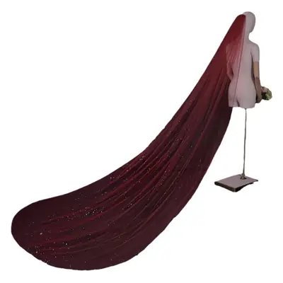 Yulapan V221 Bronzing Veil Bridal Stage Wear Maroon