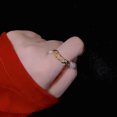Gold Pearl Open Ring for Women's Fashion