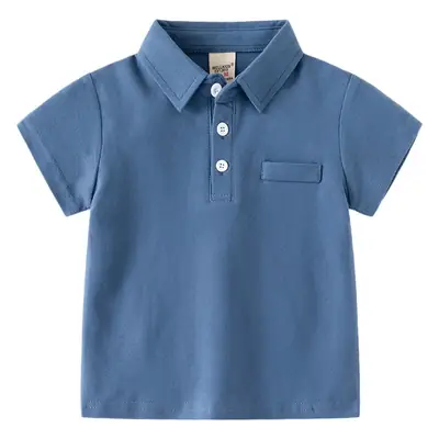 Boys Cotton Polo Shirt White Short Sleeve Summer