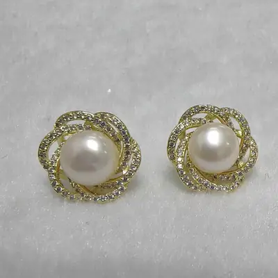 Full Circle Diamond Pearl Earrings for Women