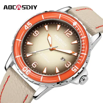 AOCASDIY Men's Quartz Watch Silver Dial Waterproof Large Dial