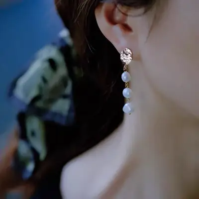 14k Gold Pearl Earrings for Women