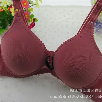 Explosive Yingchang 222 Middle-aged and Elderly Underwear Without Steel Rings Double Row Thin Solid Color B Cup Mesh Comfortable Breathable Bra