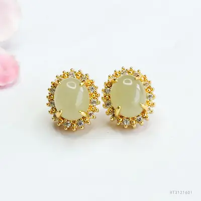 Guan Yu Jade Earrings Clear Water Material Women