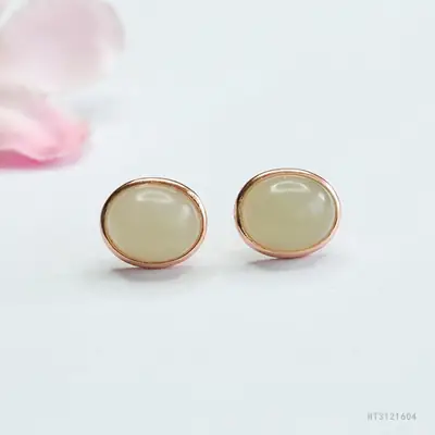 Guan Yu S925 Silver Hetian Jade Earrings Clear Water Drop