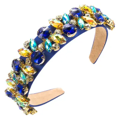 Blue Glass Diamond Baroque Headband for Women