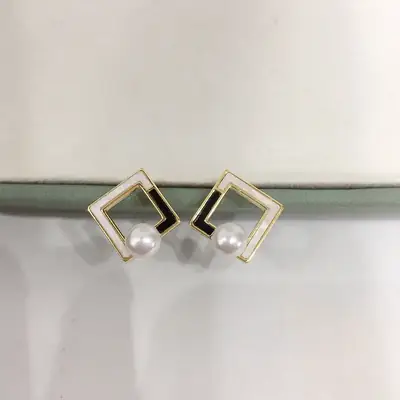 18K Gold-Filled Square Pearl Earrings for Women