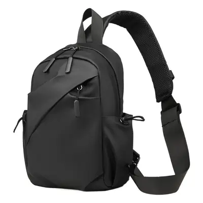 Men's Black Large Shoulder Bag with Mesh Strap