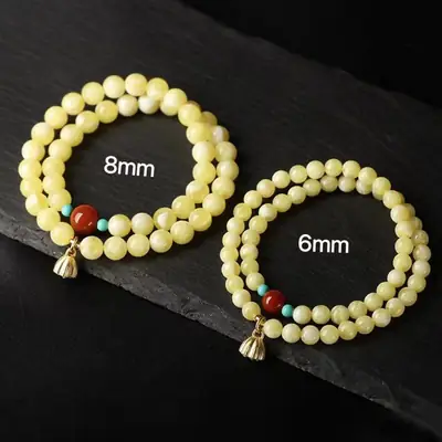 Original Beeswax Bracelet Double Circle White Flower Honey Bracelet Nanhong Women's Turquoise Accessories Women's Couple Gift