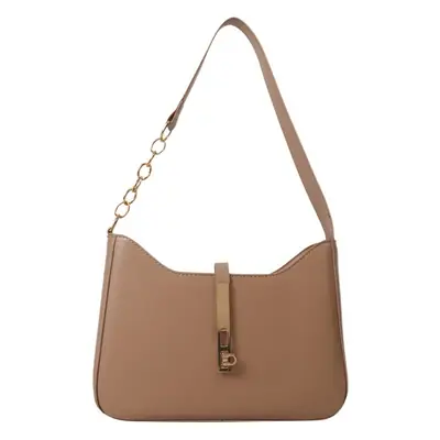 Retro French Style Women's Shoulder Bag Brown Gold Chain