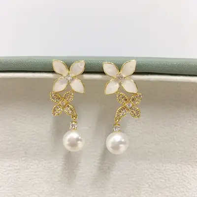 Zhuji Pearl Earrings for Women 18K Gold Filled