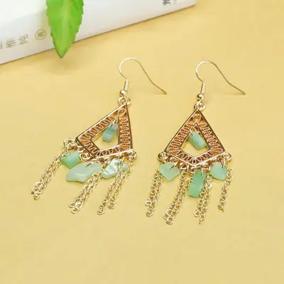 Green Jade Fruit Geometric Earrings for Women