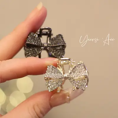Rhinestone Bow Clip Bangs for Girls Retro Princess Style
